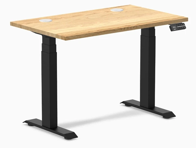 Alt view image 7 of 7 - Desky Dual Mini Hardwood Sit Stand Desk - White Oak / 32 x 20 in / Matte Black