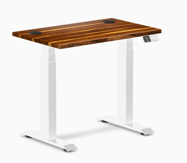 Alt view image 7 of 7 - Desky Dual Mini Hardwood Sit Stand Desk - Pheasantwood / 32 x 20 in / White