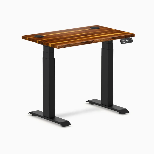 Alt view image 7 of 7 - Desky Dual Mini Hardwood Sit Stand Desk - Pheasantwood / 32 x 20 in / Matte Black