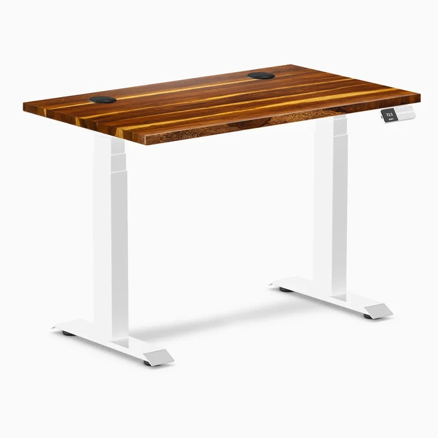 Alt view image 7 of 7 - Desky Dual Mini Hardwood Sit Stand Desk - Pheasantwood / 32 x 20 in / White