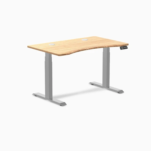 Alt view image 7 of 8 - Desky Dual Ergo Edge Sit Stand Desk - Bamboo / 48 x 30 in / Grey