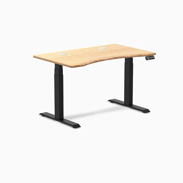 Alt view image 7 of 8 - Desky Dual Ergo Edge Sit Stand Desk - Bamboo / 48 x 30 in / Matte Black