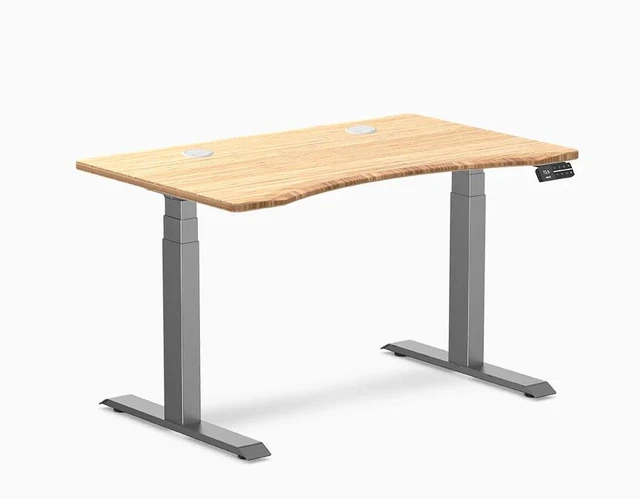 Alt view image 7 of 8 - Desky Dual Ergo Edge Sit Stand Desk - Bamboo / 48 x 30 in / Space Gray