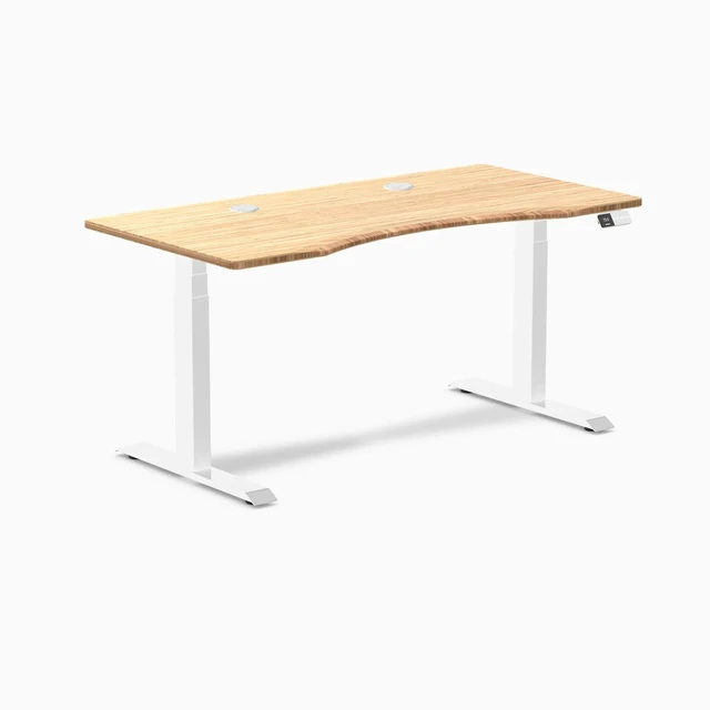 Alt view image 7 of 8 - Desky Dual Ergo Edge Sit Stand Desk - Bamboo / 48 x 30 in / White