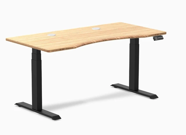 Alt view image 7 of 8 - Desky Dual Ergo Edge Sit Stand Desk - Bamboo / 48 x 30 in / Matte Black