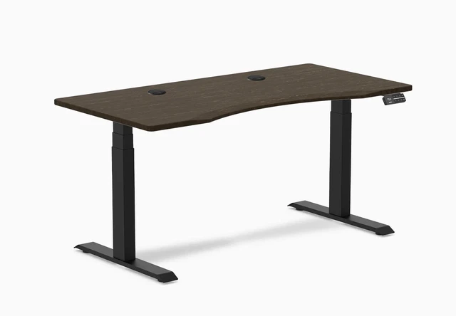Alt view image 7 of 8 - Desky Dual Ergo Edge Sit Stand Desk - Dark Bamboo / 48 x 30 in / Matte Black