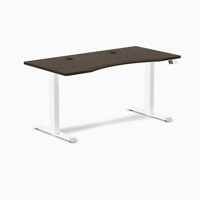 Alt view image 7 of 8 - Desky Dual Ergo Edge Sit Stand Desk - Dark Bamboo / 48 x 30 in / White
