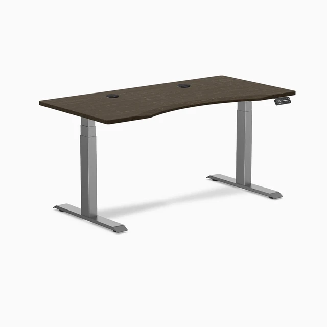 Alt view image 7 of 8 - Desky Dual Ergo Edge Sit Stand Desk - Dark Bamboo / 48 x 30 in / Space Gray