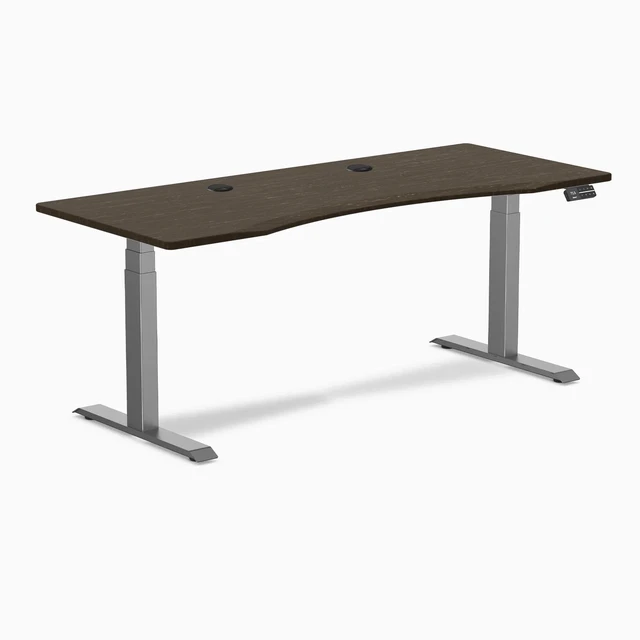 Alt view image 7 of 8 - Desky Dual Ergo Edge Sit Stand Desk - Dark Bamboo / 48 x 30 in / Space Gray