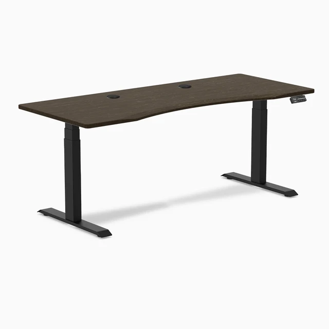 Alt view image 7 of 8 - Desky Dual Ergo Edge Sit Stand Desk - Dark Bamboo / 48 x 30 in / Matte Black