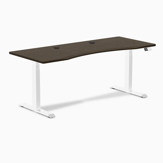 Alt view image 7 of 8 - Desky Dual Ergo Edge Sit Stand Desk - Dark Bamboo / 48 x 30 in / White