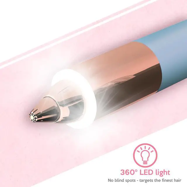 Alt view image 4 of 6 - iMusthav Mini Portable Painless Eyebrow Remover Trimmer for Women, Eyebrow Razor Epilator Pen,18K Gold-Plated Hypoallergenic Precision Pencil-tip.360° LED Light for Instant and Painless Hair Remover