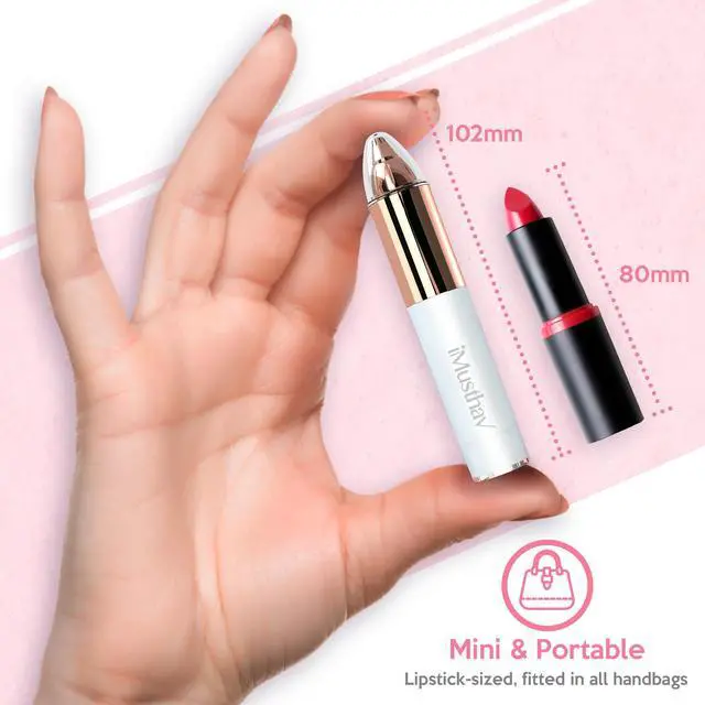 Alt view image 3 of 6 - iMusthav Mini Portable Painless Eyebrow Remover Trimmer for Women,Eyebrow Razor Epilator,18K Gold-Plated Hypoallergenic Precision Pencil-tip.360° LED Light for Instant and Painless Hair Remover