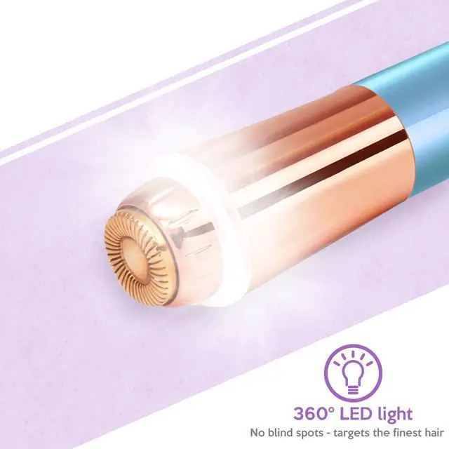 Alt view image 4 of 7 - iMusthav Mini Portable Facial Hair, Lips and Chin Remover Trimmer for Women, Facial Painless Epilator Pen, 18K Gold-Plated 13mm Hypoallergenic Rotary Head. 360° LED Light for Instant and Painless Hair