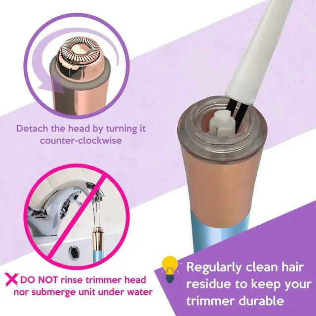 Alt view image 7 of 7 - iMusthav Mini Portable Facial Hair, Lips and Chin Remover Trimmer for Women, Facial Painless Epilator Pen, 18K Gold-Plated 13mm Hypoallergenic Rotary Head. 360° LED Light for Instant and Painless Hair