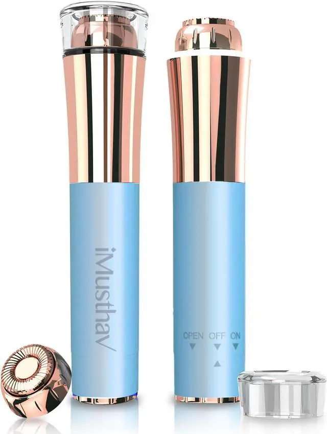 Main image of iMusthav Mini Portable Facial Hair, Lips and Chin Remover Trimmer for Women, Facial Painless Epilator Pen, 18K Gold-Plated 13mm Hypoallergenic Rotary Head. 360° LED Light for Instant and Painless Hair