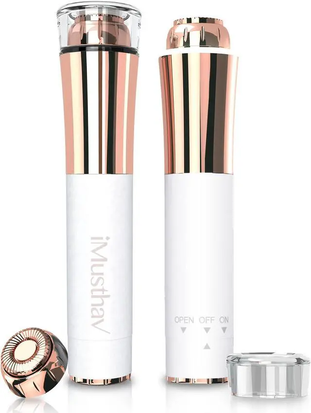 Main image of iMusthav Mini Portable Facial Hair, Lips and Chin Remover Trimmer for Women, Facial Painless Epilator Pen, 18K Gold-Plated 13mm Hypoallergenic Rotary Head. 360° LED Light for Instant and Painless Hair