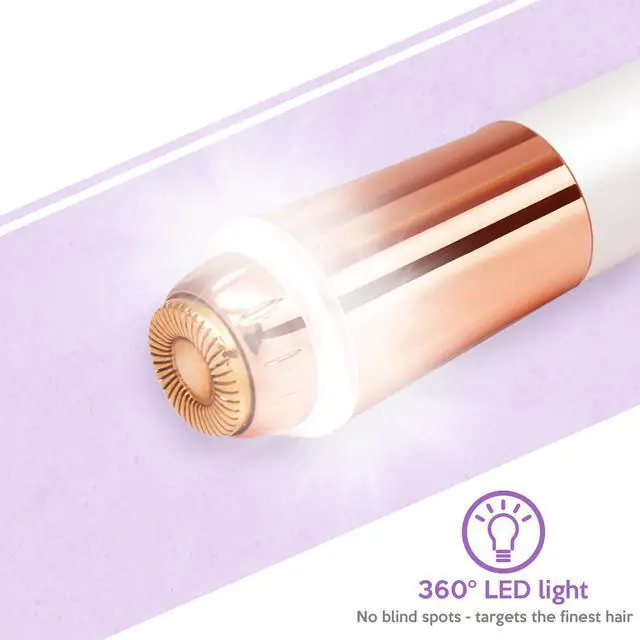 Alt view image 4 of 7 - iMusthav Mini Portable Facial Hair, Lips and Chin Remover Trimmer for Women, Facial Painless Epilator Pen, 18K Gold-Plated 13mm Hypoallergenic Rotary Head. 360° LED Light for Instant and Painless Hair