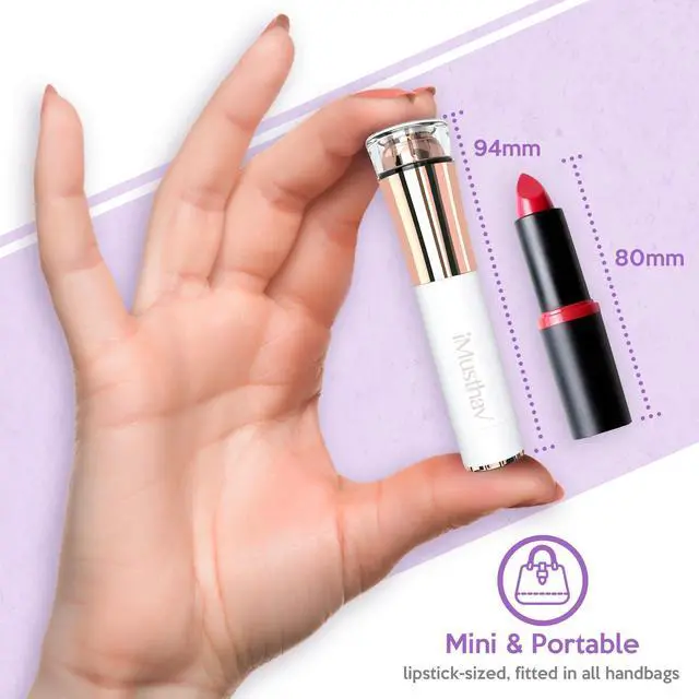 Alt view image 3 of 7 - iMusthav Mini Portable Facial Hair, Lips and Chin Remover Trimmer for Women, Facial Painless Epilator Pen, 18K Gold-Plated 13mm Hypoallergenic Rotary Head. 360° LED Light for Instant and Painless Hair