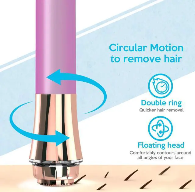 Alt view image 6 of 7 - iMusthav Mini Portable Facial Hair, Lips and Chin Remover Trimmer for Women, Facial Painless Epilator, 18K gold-plated, hypoallergenic rotary head.360° LED light for Instant and Painless Hair Remover
