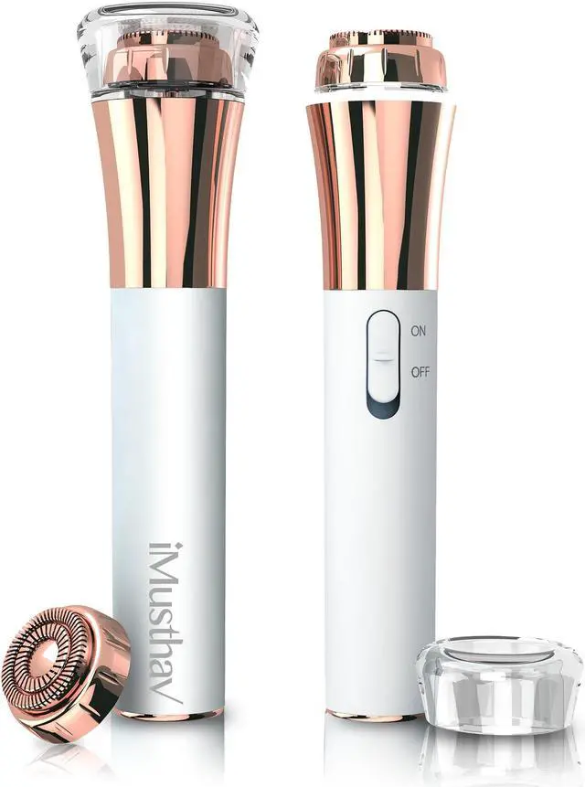 Main image of iMusthav Mini Portable Facial Hair, Lips and Chin Remover Trimmer for Women, Facial Painless Epilator, 18K gold-plated, hypoallergenic rotary head.360° LED light for Instant and Painless Hair Remover