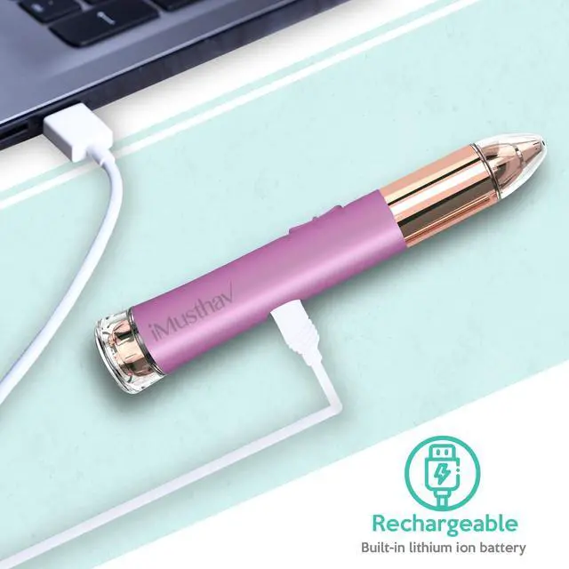 Alt view image 5 of 7 - iMusthav 2-in-1 Portable Rechargeable Painless Eyebrow Trimmer & Facial Hair Remover, removes eyebrow, face, lips and body hair.18K gold plated hypoallergenic heads, 360° LED light for Hair Remover