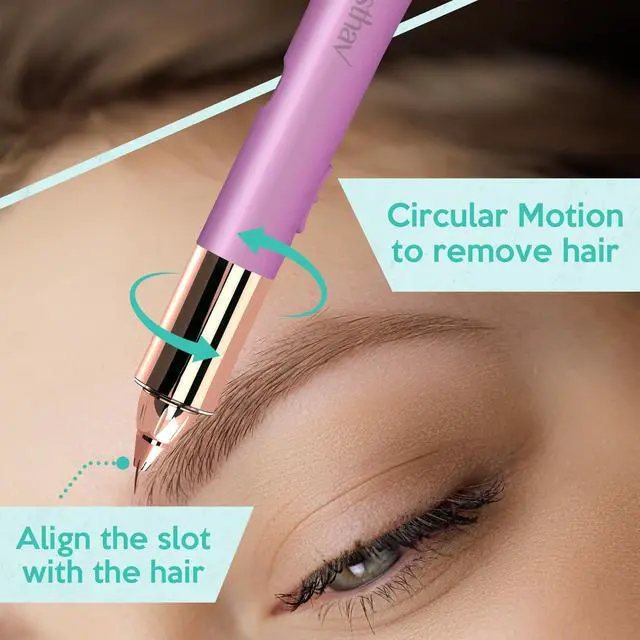 Alt view image 6 of 7 - iMusthav 2-in-1 Portable Rechargeable Painless Eyebrow Trimmer & Facial Hair Remover, removes eyebrow, face, lips and body hair.18K gold plated hypoallergenic heads, 360° LED light for Hair Remover