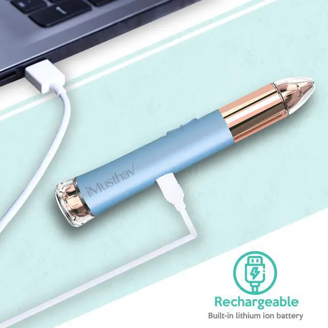 Alt view image 5 of 7 - iMusthav 2-in-1 Portable Rechargeable Painless Eyebrow Trimmer & Facial Hair Remover, removes eyebrow, face, lips and body hair.18K gold plated hypoallergenic heads, 360° LED light for Hair Remover