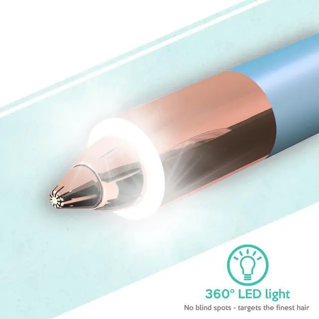 Alt view image 4 of 7 - iMusthav 2-in-1 Portable Rechargeable Painless Eyebrow Trimmer & Facial Hair Remover, removes eyebrow, face, lips and body hair.18K gold plated hypoallergenic heads, 360° LED light for Hair Remover