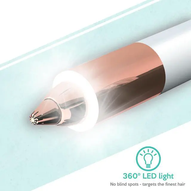 Alt view image 4 of 7 - iMusthav 2-in-1 Portable Rechargeable Painless Eyebrow Trimmer & Facial Hair Remover, removes eyebrow, face, lips and body hair.18K gold plated hypoallergenic heads, 360° LED light for Hair Remover