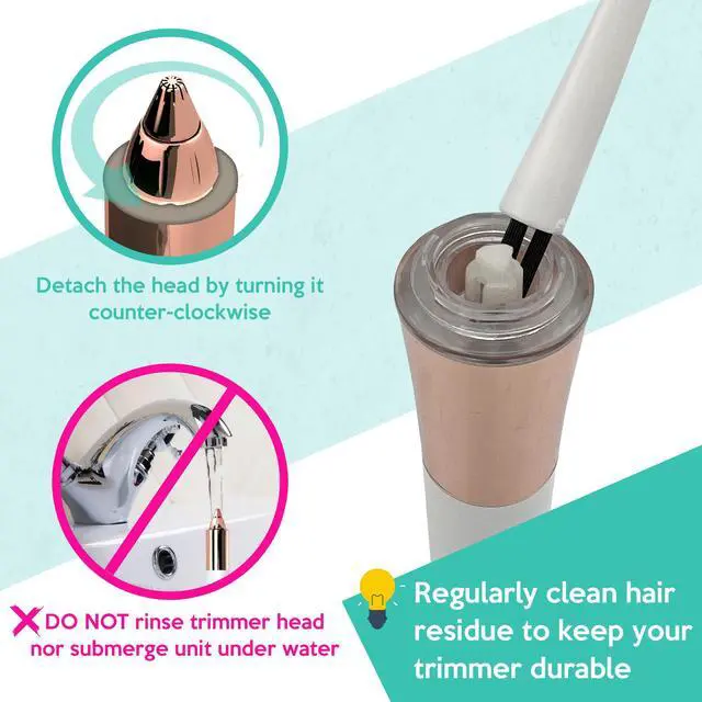 Alt view image 7 of 7 - iMusthav 2-in-1 Portable Rechargeable Painless Eyebrow Trimmer & Facial Hair Remover, removes eyebrow, face, lips and body hair.18K gold plated hypoallergenic heads, 360° LED light for Hair Remover