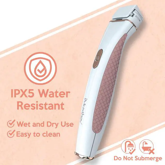 Alt view image 5 of 7 - iMusthav DermaRazor Rechargeable Body Hair Remover,Bikini Trimmer for women.Removes unwanted hair stubble & pubic hair.Trim in one go perfectly silky smooth skin. 18K Gold plated hypoallergic blades