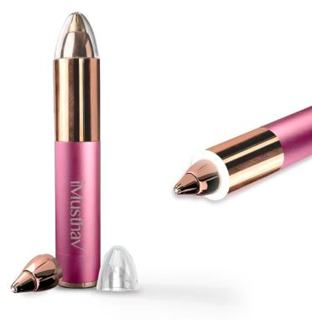 Main image of iMusthav Mini Portable Painless Eyebrow Remover Trimmer for Women, Eyebrow Razor Epilator Pen,18K Gold-Plated Hypoallergenic Precision Pencil-tip. 360° LED Light for Instant and Painless Hair Remover.