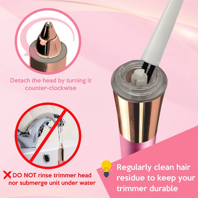 Alt view image 7 of 7 - iMusthav Mini Portable Painless Eyebrow Remover Trimmer for Women, Eyebrow Razor Epilator Pen,18K Gold-Plated Hypoallergenic Precision Pencil-tip. 360° LED Light for Instant and Painless Hair Remover.