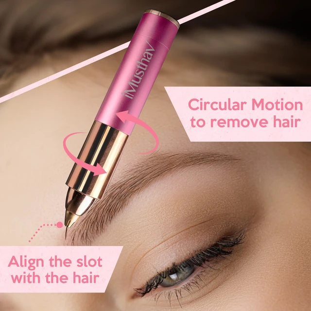 Alt view image 6 of 7 - iMusthav Mini Portable Painless Eyebrow Remover Trimmer for Women, Eyebrow Razor Epilator Pen,18K Gold-Plated Hypoallergenic Precision Pencil-tip. 360° LED Light for Instant and Painless Hair Remover.