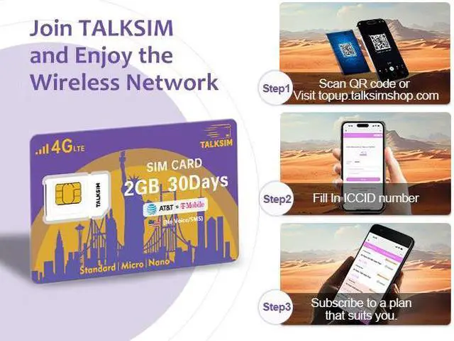 Alt view image 2 of 5 - TALKSIM USA Prepaid Traffic Card Travel/Business Trip Essential Items 30 Days 2GB Traffic No Contract AT&T/T-Mobile/Universal Supports 4G Cellular Phones, GPS Trackers, Secure Hunting Cameras, IoT and