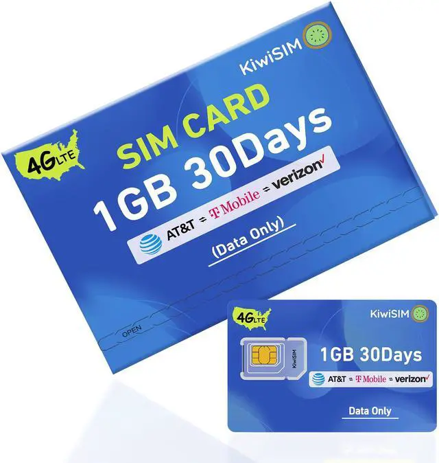 Main image of KIWISIM Travel/Business Trip Backup Network Multi-Device Link U.S. Prepaid Traffic Card 30 Days 1GB Free Traffic AT&T/T-Mobile/Verizon Universal Supports 4G Cell Phones, GPS Trackers, etc.