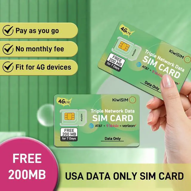 Alt view image 6 of 7 - KIWISIM Travel/Business Trip Backup Network Multi-Device Link U.S. Prepaid Traffic Card 7 Days 200MB Free Traffic AT&T/T-Mobile/Verizon Universal Supports 4G Cell Phones, GPS Trackers, etc.