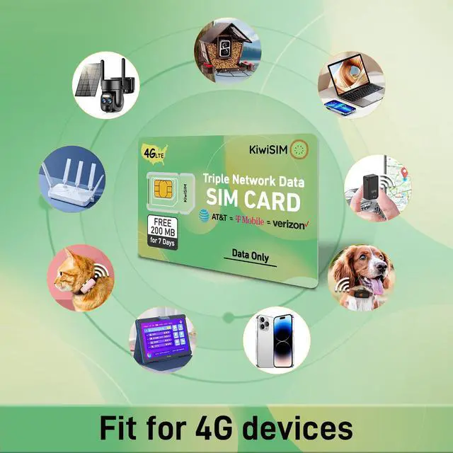 Alt view image 5 of 7 - KIWISIM Travel/Business Trip Backup Network Multi-Device Link U.S. Prepaid Traffic Card 7 Days 200MB Free Traffic AT&T/T-Mobile/Verizon Universal Supports 4G Cell Phones, GPS Trackers, etc.