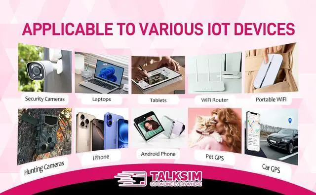 Alt view image 4 of 7 - TALKSIM Pink Data-Only SIM Card - 10GB High-Speed Data, 30 Days, Works in 50+ Countries, AT&T/T-Mobile/Verizon, Ideal for Travel, Study, and IoT Devices