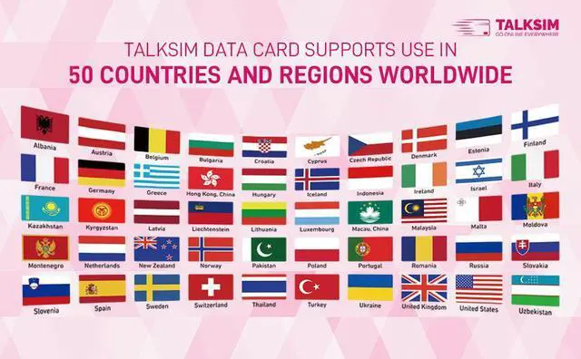 Alt view image 2 of 7 - TALKSIM Pink Data-Only SIM Card, 20GB High-Speed 4G LTE/5G Data, 90 Days Valid, Works In 50+ Countries With AT&T/T-Mobile/Verizon, Ideal For Travel, Study Abroad, Business Trips, IoT Devices.