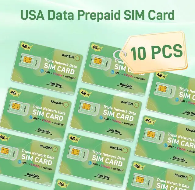 Alt view image 3 of 7 - KIWISIM Travel/Business Backup 10pcs 300MB 3-Day Prepaid SIM Cards, No Contract, Compatible with AT&T/T-Mobile, for 4G Phones, GPS, Security Cameras, IoT Devices