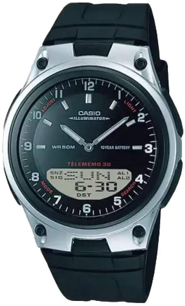 Alt view image 11 of 11 - Men's Casio World Time 30 Telememo Watch AW80-1AV