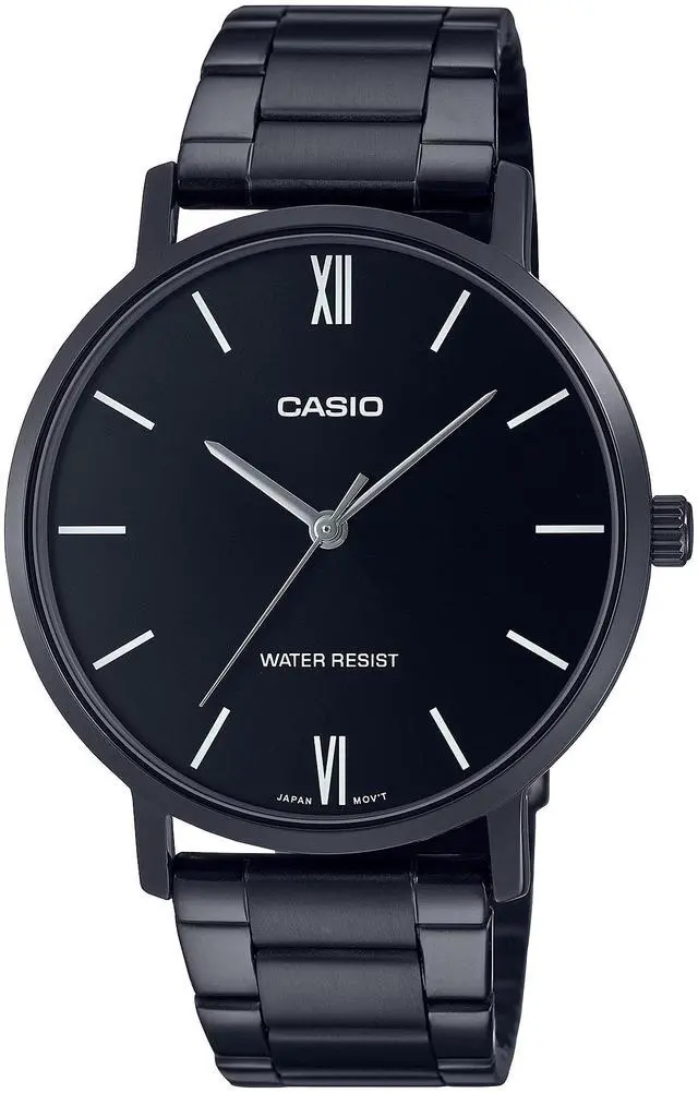 Main image of Casio Mens Black Stainless Steel Watch Black Dial - MTP-VT01B-1BUDF
