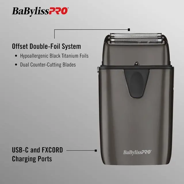 Alt view image 10 of 10 - BaByliss Pro UVFOIL UV-Disinfecting Metal Double Foil Shaver #FXLFS2 (Black)