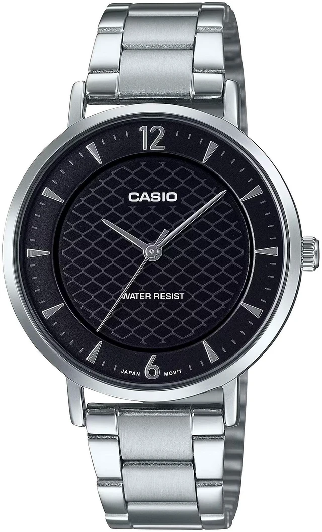 Main image of Casio Womens Black Dial Stainless Steel Bracelet Watch - LTP-VT04D-1ADF