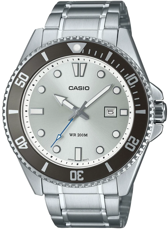 Main image of Casio Mens Silver Dial Stainless Steel Bracelet Watch - MDV-107D-7AVDF