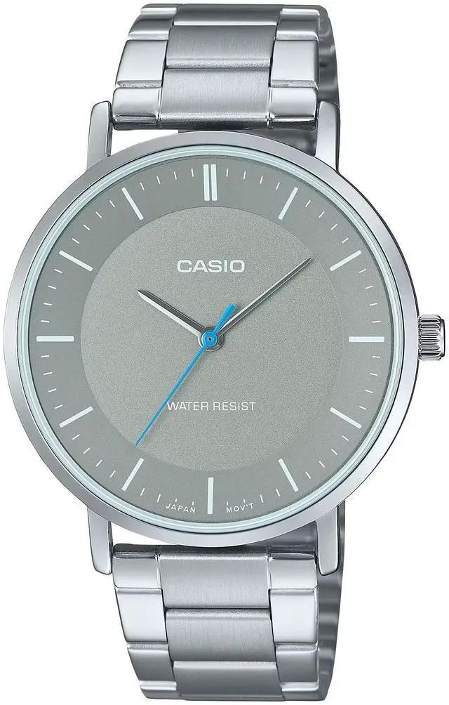Main image of Casio Mens Men's Gray Dial Minimalist Stainless Steel Watch - MTP-VT04D-8EDF