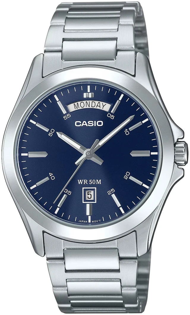 Main image of Casio Mens Blue Dial Analog Stainless Steel Watch - MTP-1370D-2A2VDF