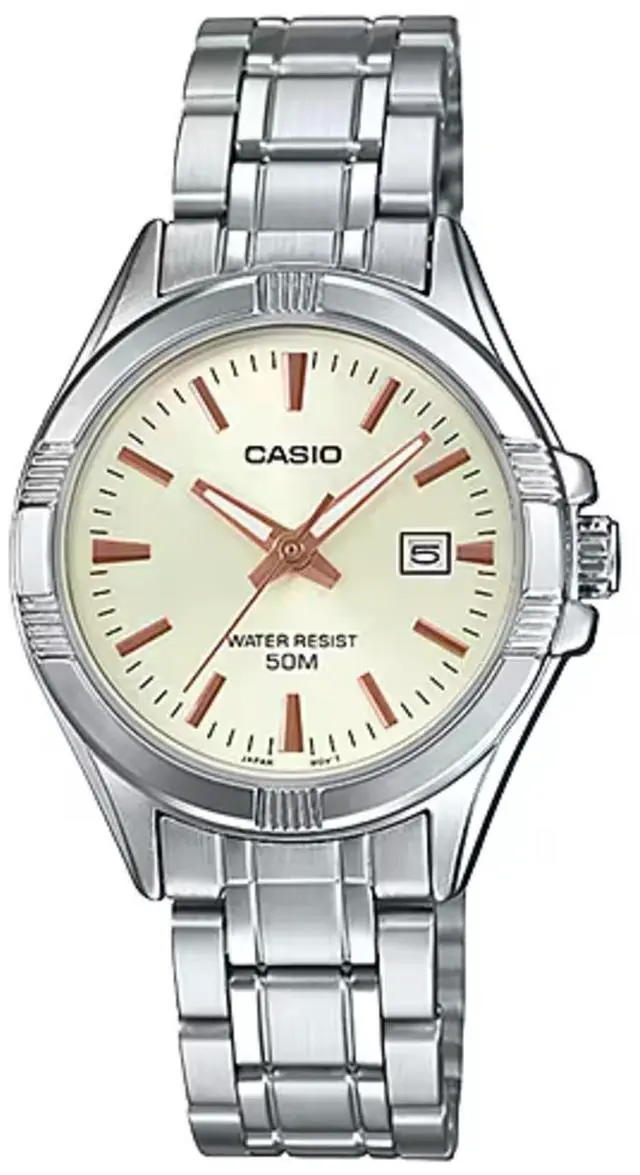 Main image of Casio Womens Beige Dial Stainless Steel Bracelet Watch - LTP-1308D-9AV